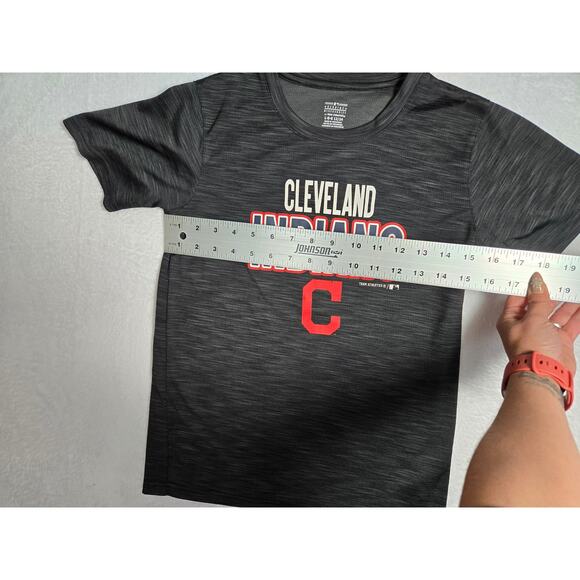 Team Athletics Cleveland Indians Boys T- Shirt Size LG (12/14)- Dark Gray - Picture 5 of 6